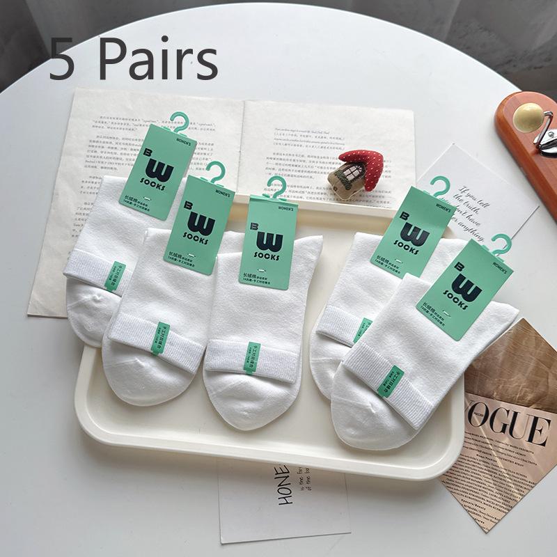 5 Paar reine Baumwollsocken für Damen Herbst und Winter Mid-Calf Cartoon Polka Dot Welpe Schweißabsorbierend und Antibakteriell Baumwolle Nahtlose Socken