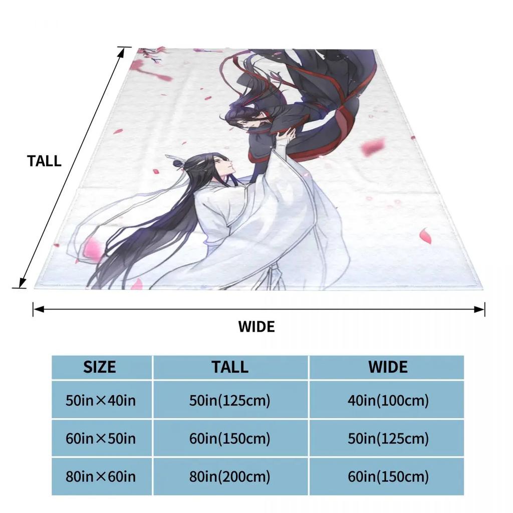 Grandmaster Of Demonic Cultivation The Untamed Fleece Throw Blanket Lan Zhan Wei Wuxian Yaoi Blanket for Bedroom Bed Throws
