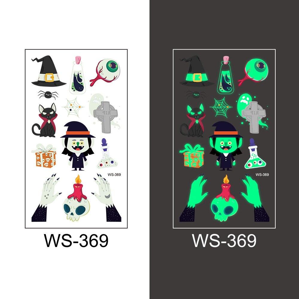 1pc Luminous Tattoo Ghost Taty Fake Tattoo Glowing In Dark Waterproof Temporary Tattoo Stickers Halloween Party for Kids