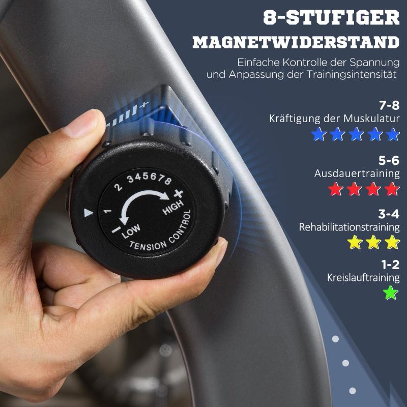 HOMCOM Semi-Recumbent Exercise Bike, Adjustable Seat, 8 Resistance Levels