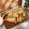 Snowman Plaid Christmas Door Mat Checkered Snowflake Print Non Slip  Carpet For Holiday Season Home Entrance Decoration