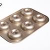 J1UL1N 2er-Pack Antihaft-Donut-Form, 6 Mulden Robuste Stahl-Mini-Bagel-Form, Ofenfeste Donut-Backform (Gold, 6 Tassen)