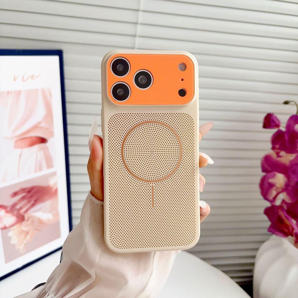 Magnetic Cooling Case for iPhone 13-17 Pro Max with Color Blocking and Large Window Design
