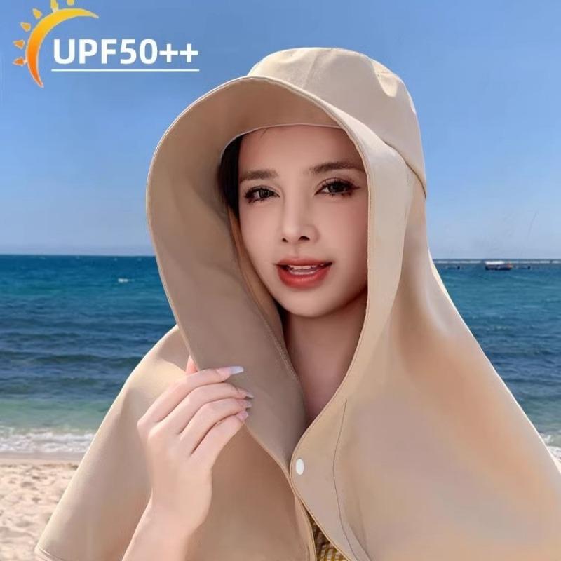 New Neck Protection Shawl Integrated Sun Protection Sun Hat Women's Spring and Summer Protection Anti-purple Line Shawl Cap Equestrian Hat