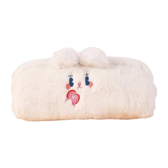 Пенал портативный большой емкости плюшевый студенческий кролик узор пенал для общежития белый