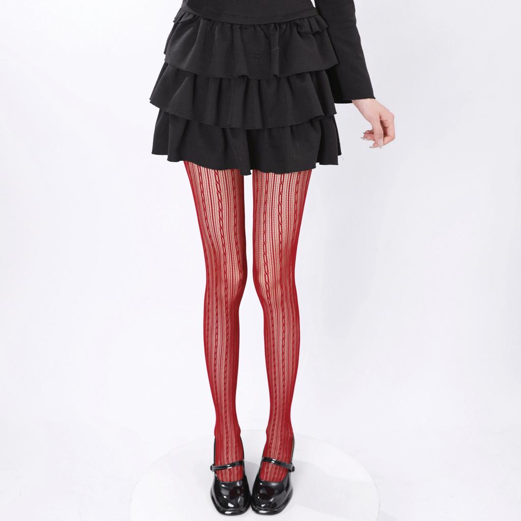Sexy Hollow Lace Fishnet Socks American Stockings Retro Coffee Vertical Striped Pantyhose Women With Leg Covers