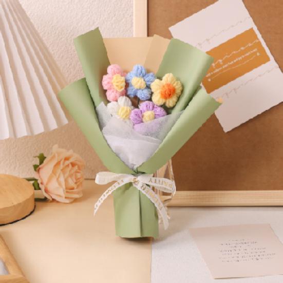 Handmade Crochet Flower Bouquet Wildflowers Bouquet Gifts for Mom Birthday Anniversary Small Puff Wife Best Friend