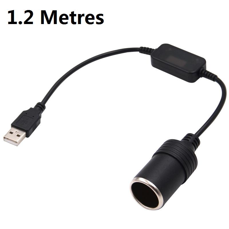 Car 5V To 12V Power Converter Step Up USB Male To Cigarette Lighter Female Adapter Power Cable For Dash Cam Auto Accessories