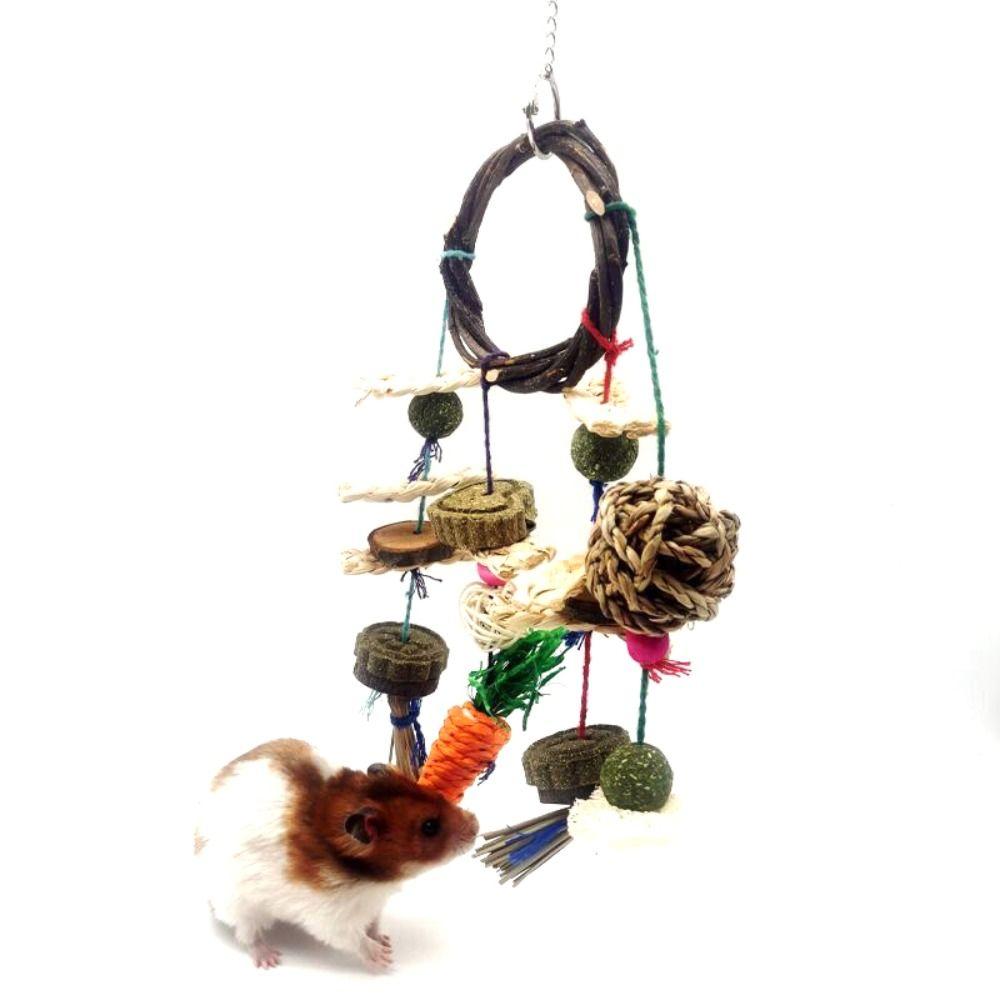 Grinding Natural Guinea Pigs Bunny Cage Accessories Molar Rattan Ring Buuny Chew Toy Rabbit Treats