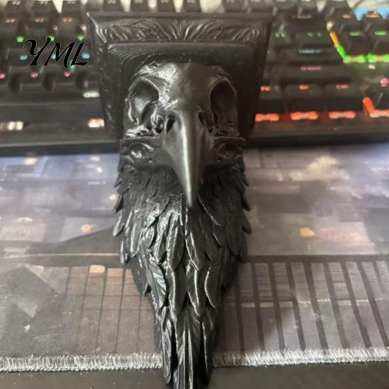 Hollow Storage Bowl Eagle Head Statue, 3D Printed Animal Sculpture, Gothic Jewelry Skull Tray Organizer for Keys, Small Items, Halloween Home