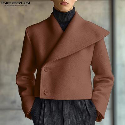 Manteaux décontractés en polaire pour hommes, revers irréguliers, boutons latéraux, printemps