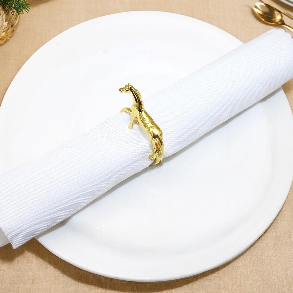 12Pcs Standing Horse Shape Napkin Ring Animal Napkin Ring Holders for Christmas Thanksgiving Banquet Decor