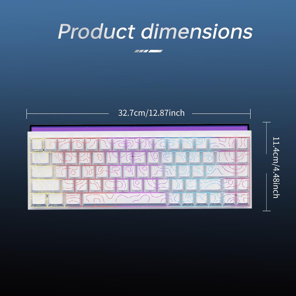 NK68 Schwarze Contour Mechanische Tastatur Lila RGB-Streifen 60% Für Gamer