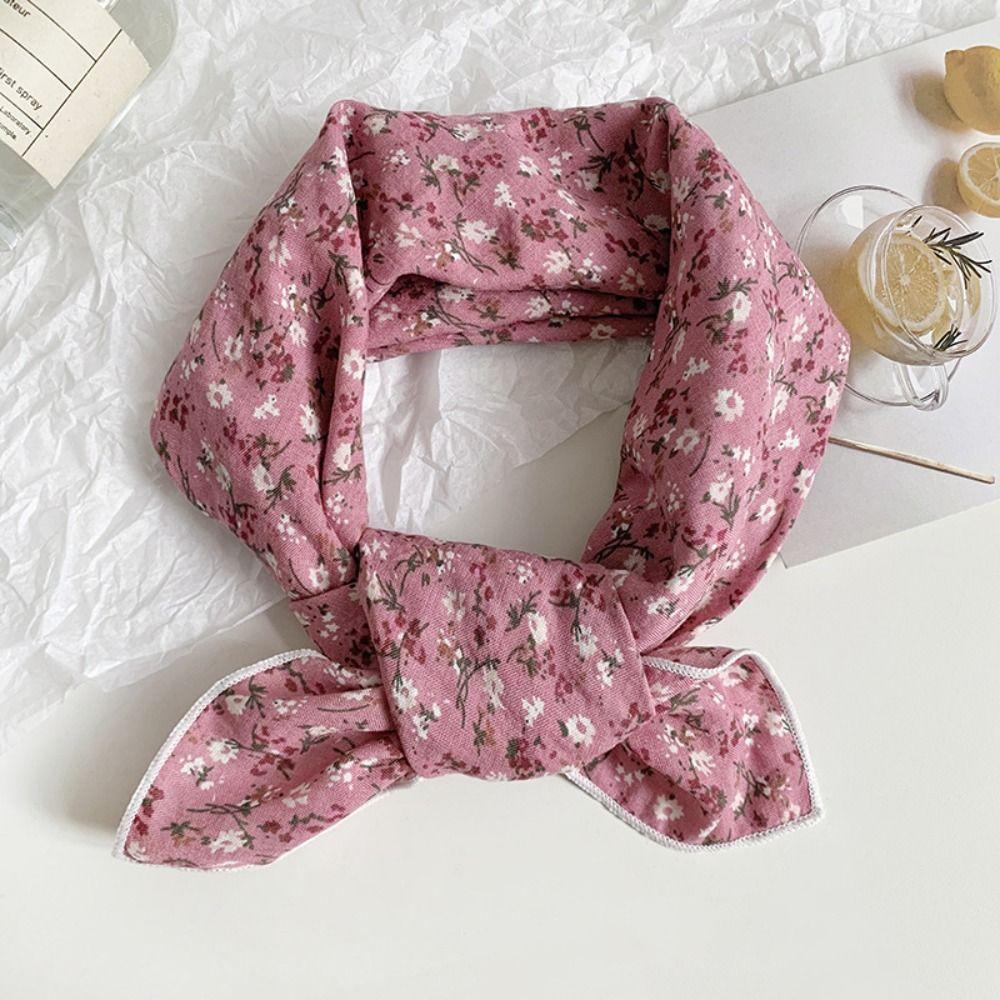 Sunscreen Small Square Scarf Hair Band Printed Silk Scarf Retro Flower Print Scarves  Daily