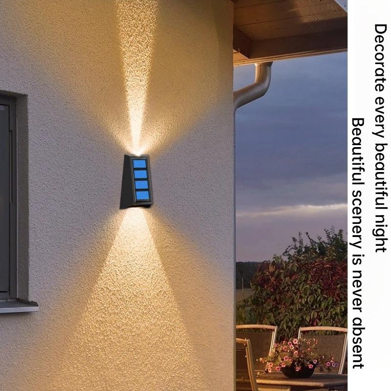 RGB Color Changing or White&Warm Double Color Changing - Solar Stairs Lights Waterproof Wall Lamp for Garden Walkway Fence Solar Powered Lighting