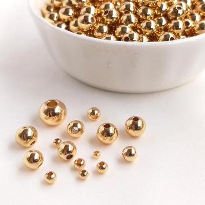 Perline Lisce Rotonde Color-Preserving Placcate in Oro 14k per Braccialetti Fai-da-Te e Accessori per Gioielli