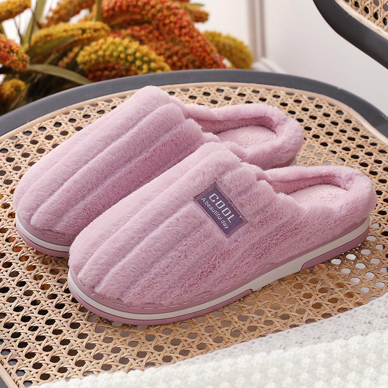 Cotton Slippers for Women and Couples in Autumn and Winter, Indoor Warm Plush Slippers for Men, Anti Slip Thick Cotton Slippers for Winter