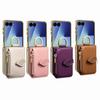 Luxury Ring Holder Zipper Cards Wallet Leather Case For Samsung Z Flip 7 6 5 4 Comfortable Grip Shockproof  Makeup Mirror Cover