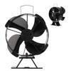 Heat Powered Stove Fan Aluminum Alloy 4 Blades Strong Wind Fireplace Fan for Home