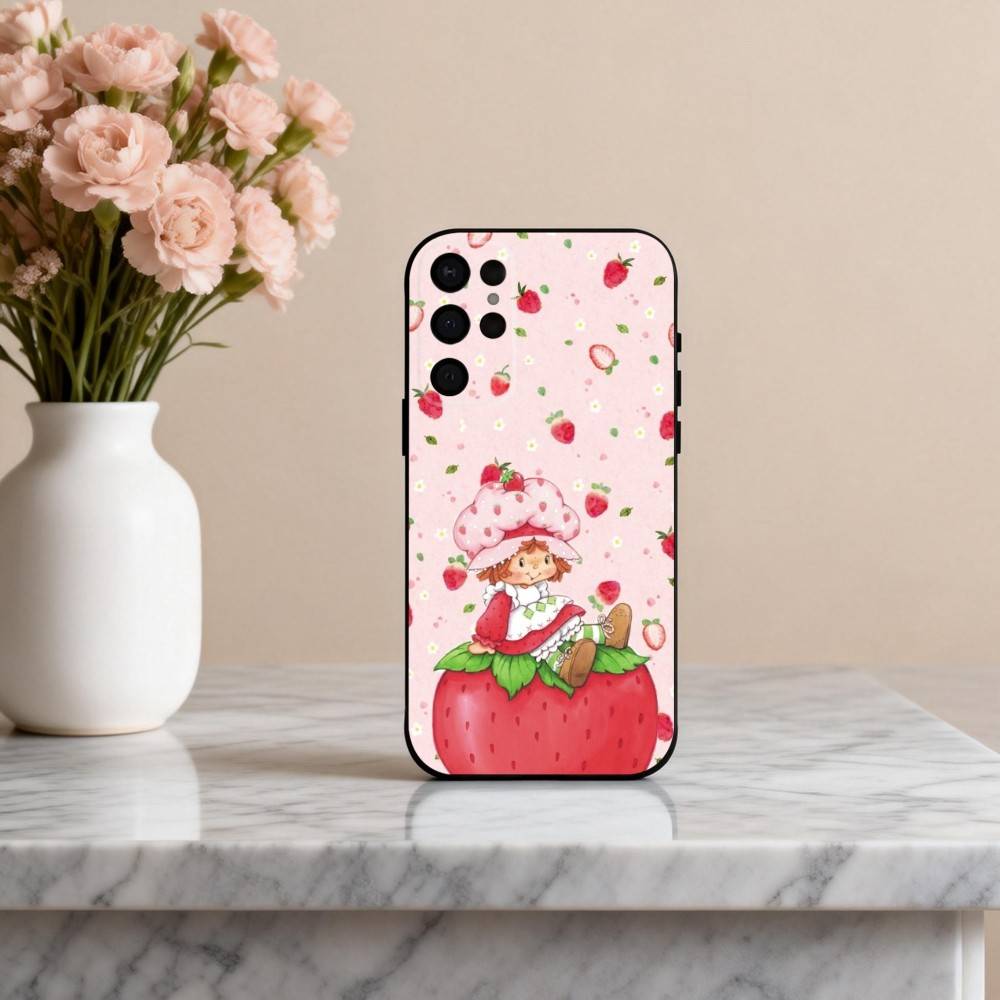 S-StrawberryS Vintage S-Shortcake  Phone Case For Samsung S25,24,23,22,30,21,10,9,Ultra,Plus,Lite,FE,4,5 G Soft Black Case