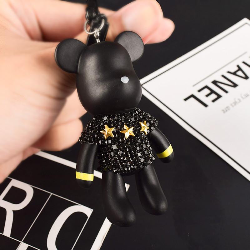 

Charming Rhinestone Bear Keychain Glittering Hard Enamel Cartoon Accessory For Gifts