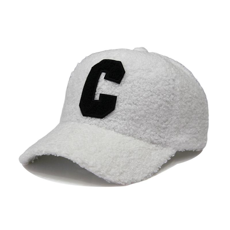 Herbst Winter Neu Warm Halten Lammwolle Basebll Kappen Buchstabe C Stickerei Snapback Hüte Für Frauen Männer