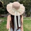 2026 Summer Straw Hat Children'S Seaside Beach Sunscreen Hat Mesh Bow Vacation Breathable Sun Hat