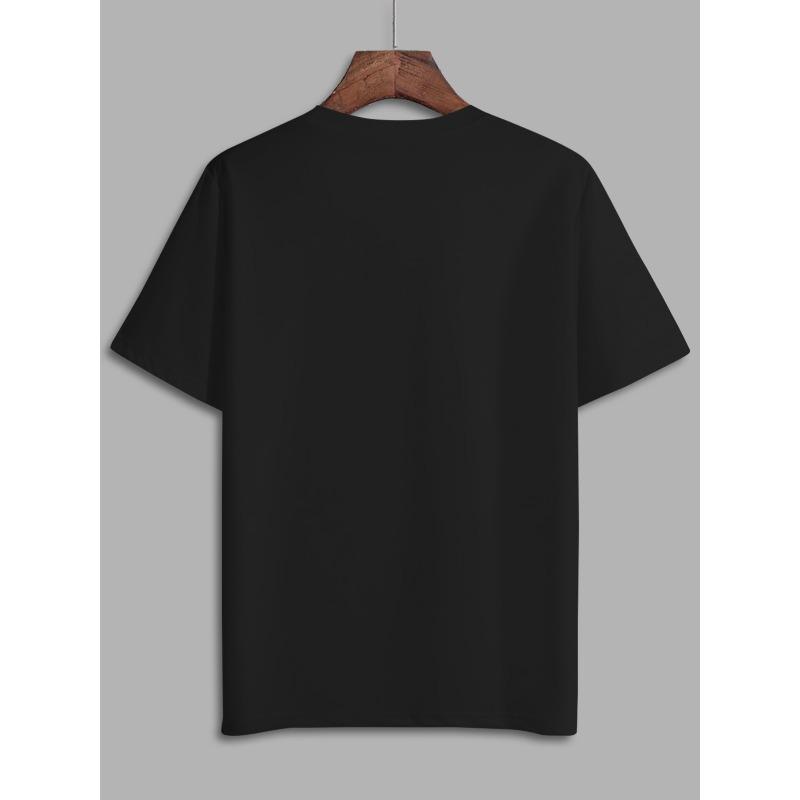 European sizes Men'S Casual Summer Short-Sleeve Round Neck Top Featuring a 1995 'LA Haine' Movie Theme Print, in a Classic Black And White Style