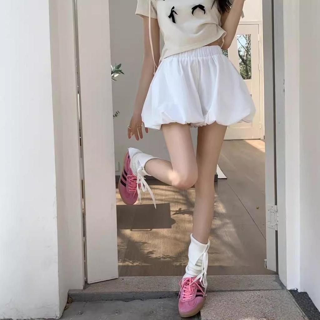 Koreanischer Stil High-Waist Schwarze Weitbein-Shorts für Damen - Sommer 2024