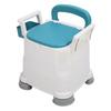 Portable Toilet Seat Widen Handle Adjust Height Prevent Slip Commode Chair with Garbage Bag for Elderly Blue