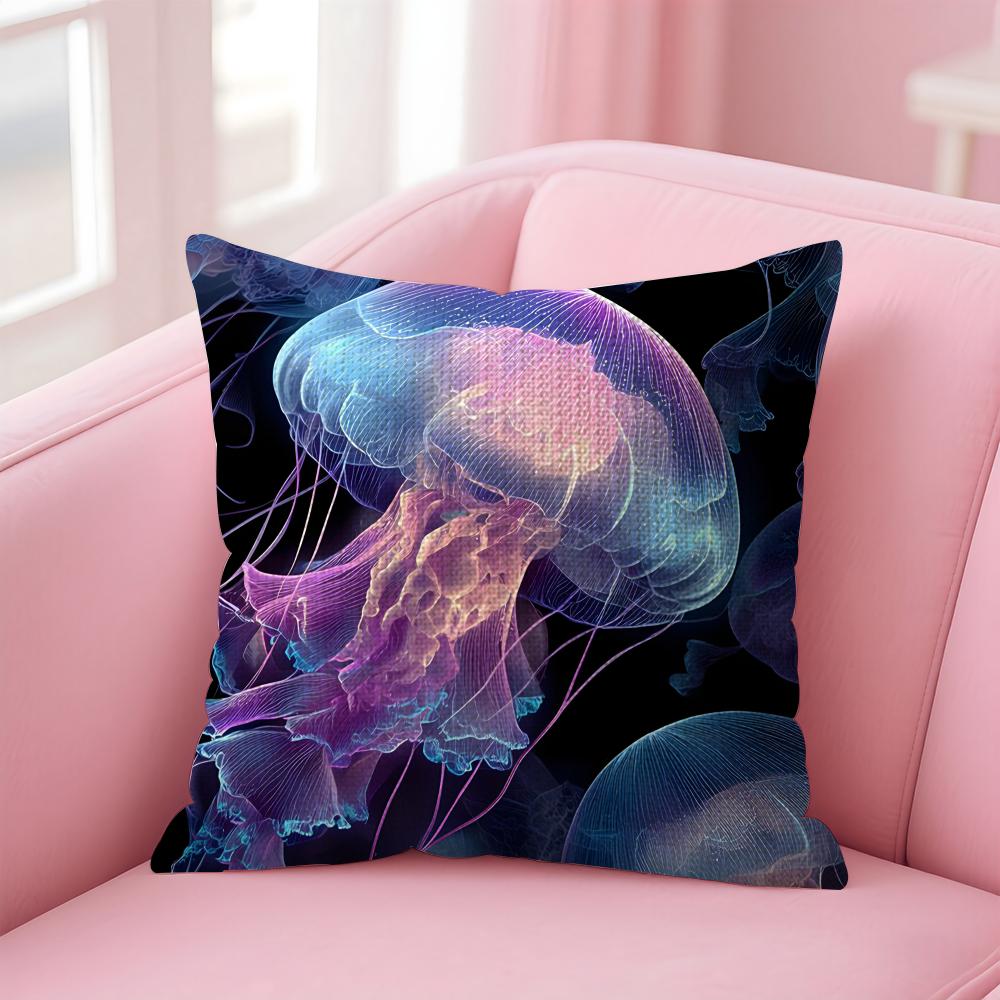 Модная Наволочка с Медузами Натуральная Льняная Наволочка Двусторонняя Печать Декоративная Наволочка для Дивана Домашний Декор Подарок 30x30cm