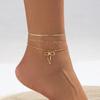 Simple Bow Pendant Imitation Pearl Anklet, Cold Wind Metal Thin Chain Stacked Foot Decoration