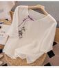 Women's 2024 Summer Cotton Linen Retro Embroidered Blouse with Frog Button and Diagonal Placket