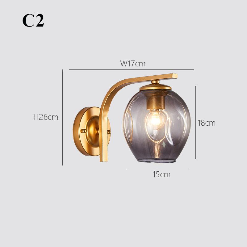 Color Modern Sconce Wall Lamp Glass Lampshade Loft Decorative Indoor Corridor Led Wall Lights Fixtures E27 Black Gold Blue