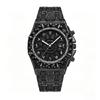 Men Full Iced Out Green Crystal Watch Arabic Numeral Dial Quartz Wristwatch Alloy Band Calendar Hip Hop Bling Jewelry Watches