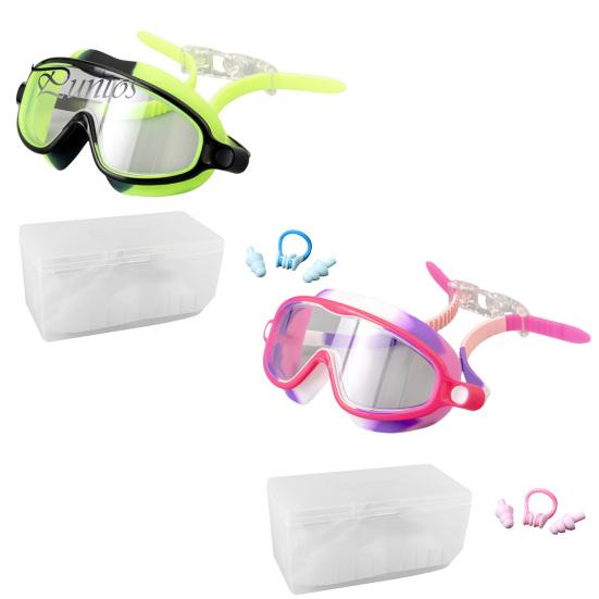 Kids Swim Goggles Anti-Fog UV Protection Leak-Proof Pool Swimming Goggles with Nose Clip Earplugs for Boys Girls Youth Toddler 3-15 Years