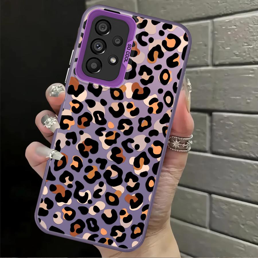Leopard Print Logo Case for Samsung Galaxy A35 A24 A25 A26 A17 A20s A34 A12 A15 A16 A13 A14 A21s A23 A31 Phone Cover