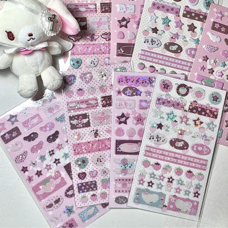 Strawberry Star Musical Note Stickers DIY Sticker For Phone Camera Luggage Earphone Decoration Handmade Materials Stickers