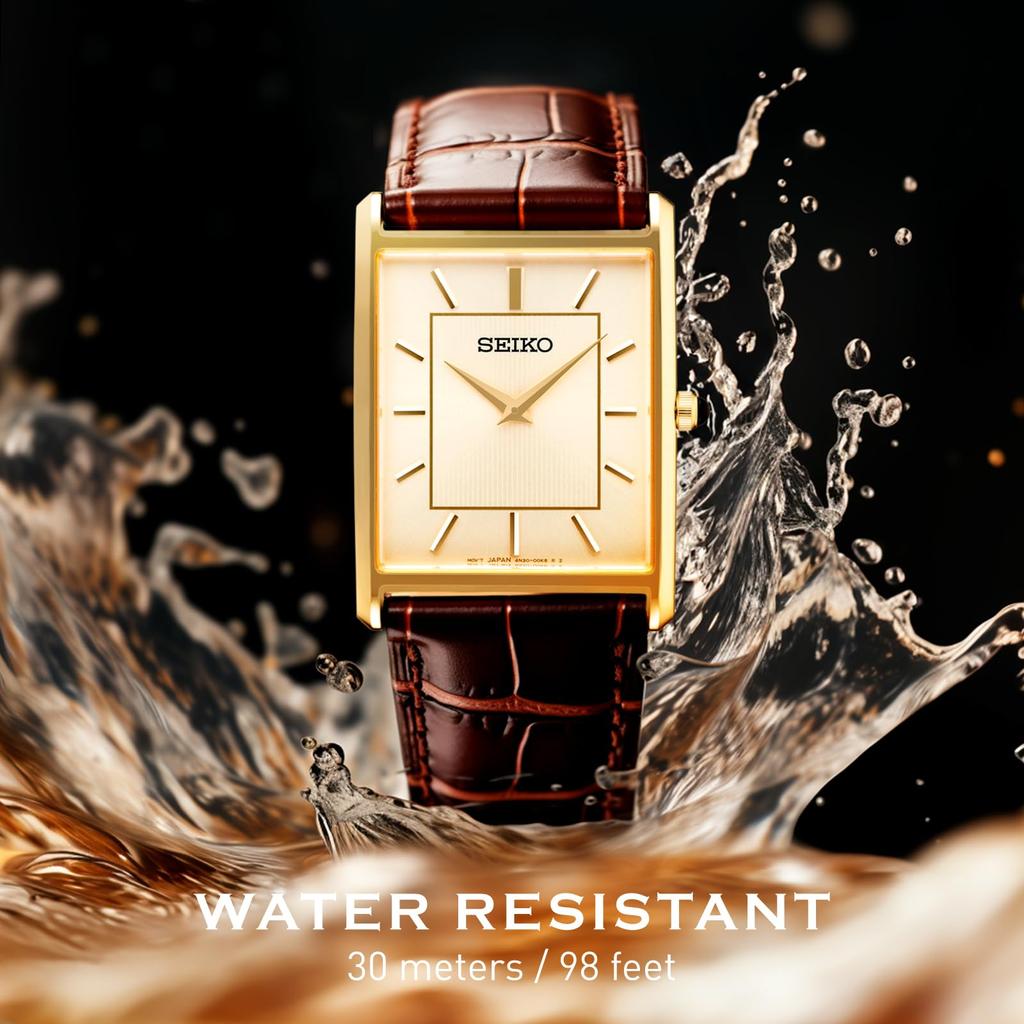 Seiko Orologio da Uomo Elegante SWR064 Acciaio Inossidabile Quarzo Cinturino in Pelle Marrone Taglia 10