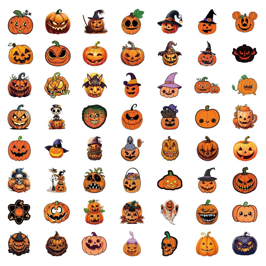 55 Graffiti Pumpkin Stickers for Suitcases, Notebooks, and Phones