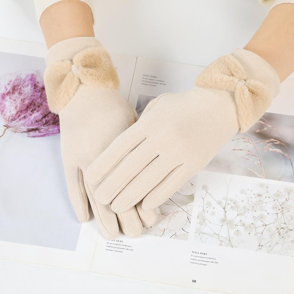 Mode Anmut Dame Handschuhe Damen Winter Niedlich Schleife Touchscreen Fahren Warm Winddicht Handschuhe Fäustlinge