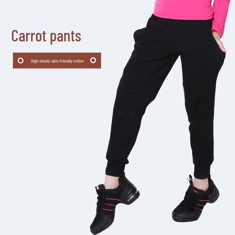 Children's Black Cotton Dance & Gymnastics Pants