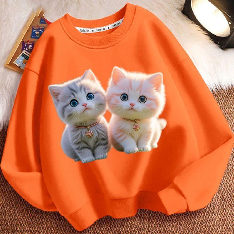 Cute Little Cat Hoodie for Children, Long-sleeved Loose Coat for Boys and Girls in Spring and Autumn