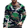 Tide Camouflage Pattern Tričko evropské velikosti s dlouhým rukávem Pro pánské Ležérní Podzimní Trend Trička s kulatým výstřihem