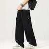 Spring and summer new pure cotton loose straight tooling wide-leg army green casual pants men's very light pants