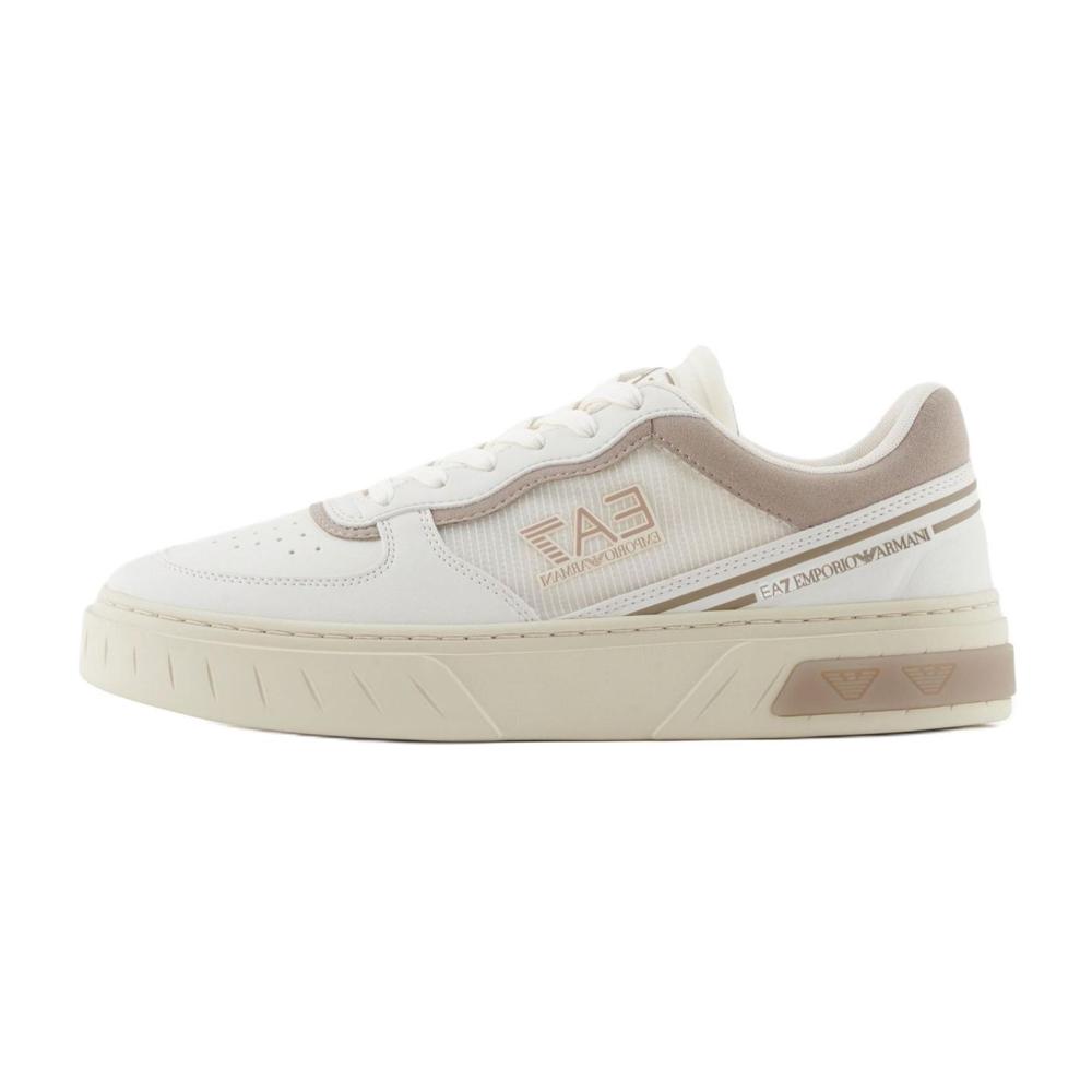 Emporio Armani EA7 PU Fabric Round Toe Lace-Up Low-Top Sneakers Unisex sneakers Beige X8X173XK374U465 42