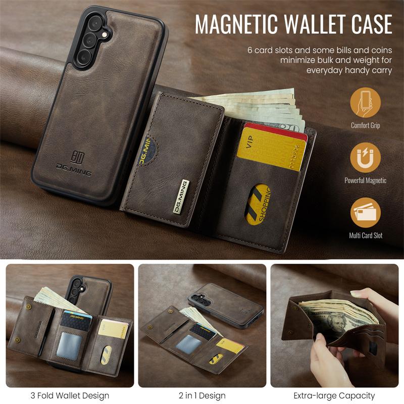 Magnetische 2-in-1 Abnehmbare Flip Leder Handyhülle für Samsung Galaxy S25 FE S25 Edge S24 Plus S23 S22 S21 Ultra Brieftasche Kartenfach Rückseite Abdeckung Coque