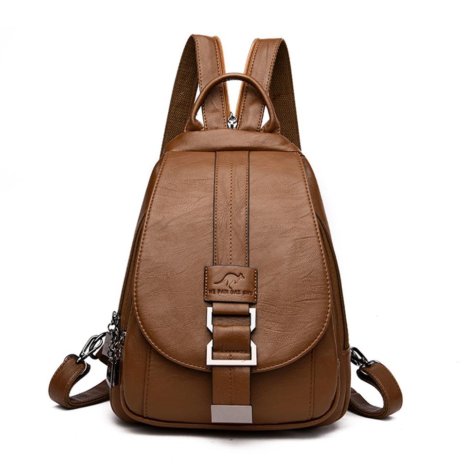 Chic Women's Korean-Style Minimalist Soft Leather Backpack – Simple, Large Capacity, Casual Design