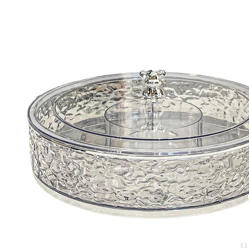 Compartmentalized Appetizer Serving Tray with Lid And Cover, Round Storage Box for Nuts, Sweets,