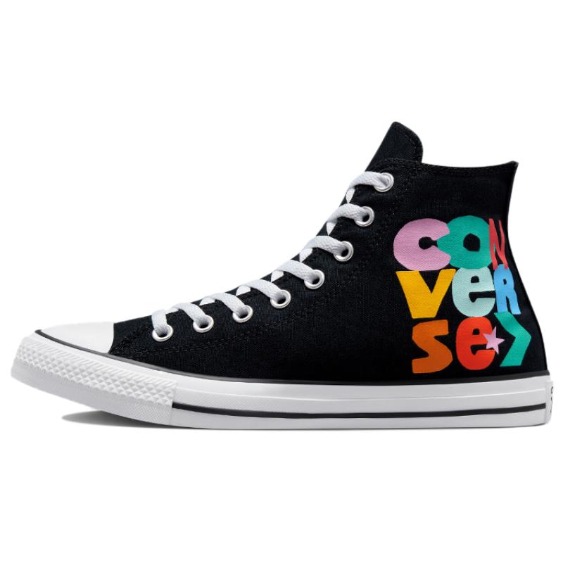 

Converse Chuck Taylor All Star Colorful Smile Print Trendy High-top Canvas Shoes Unisex Black and White 36.5